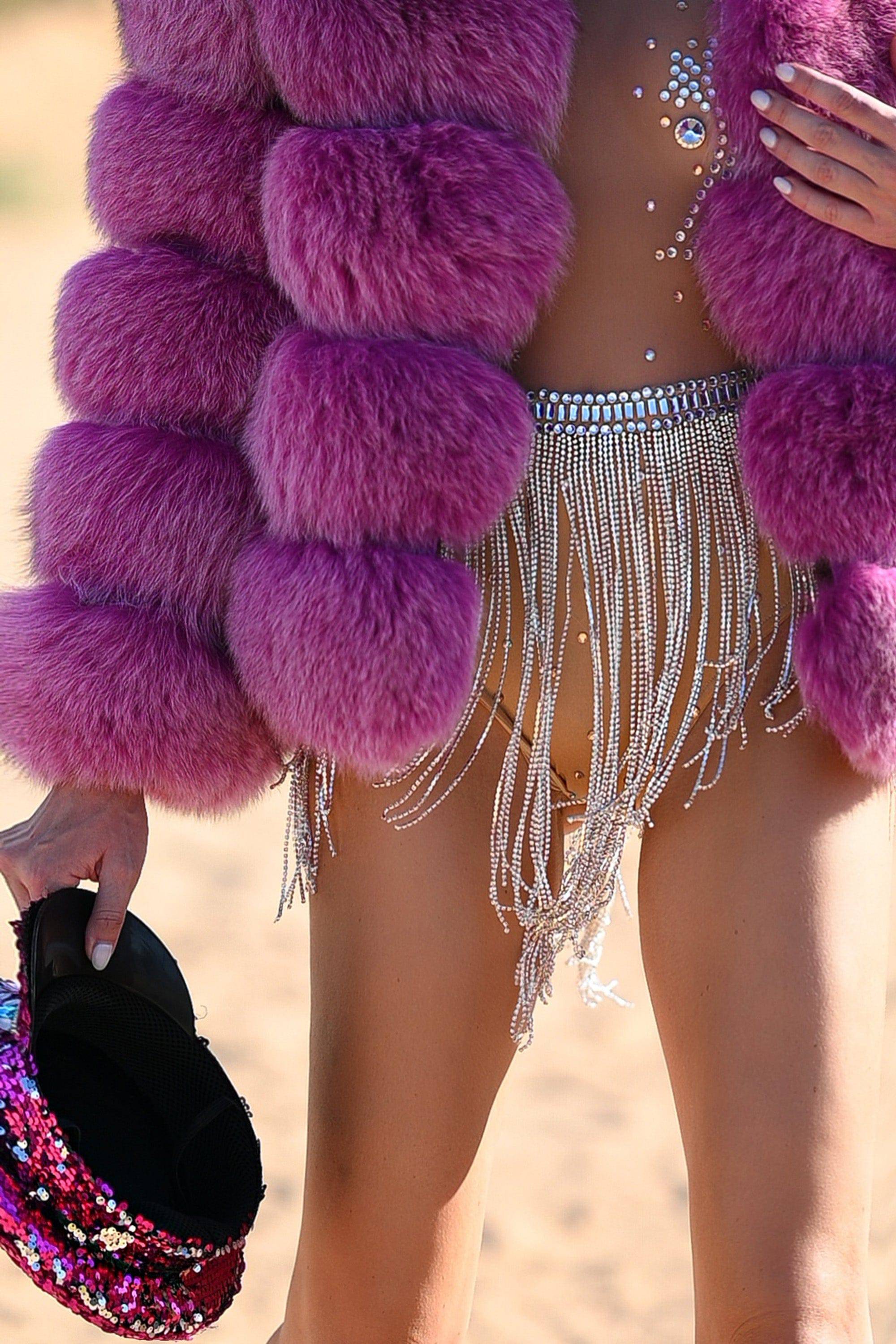 Coco fur jacket with collar pink - Image 4