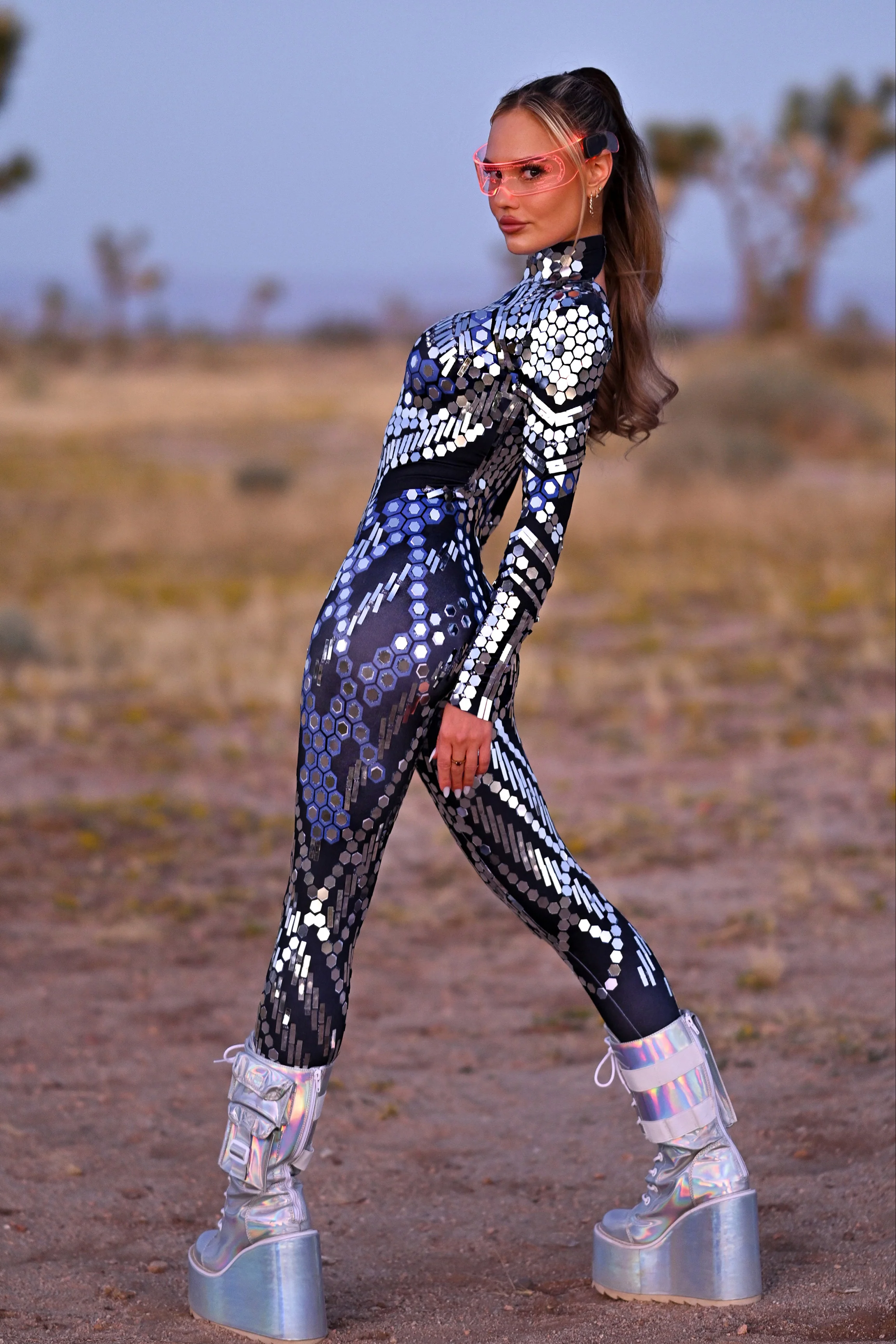 Marie mirror sequin jumpsuit black - Image 2