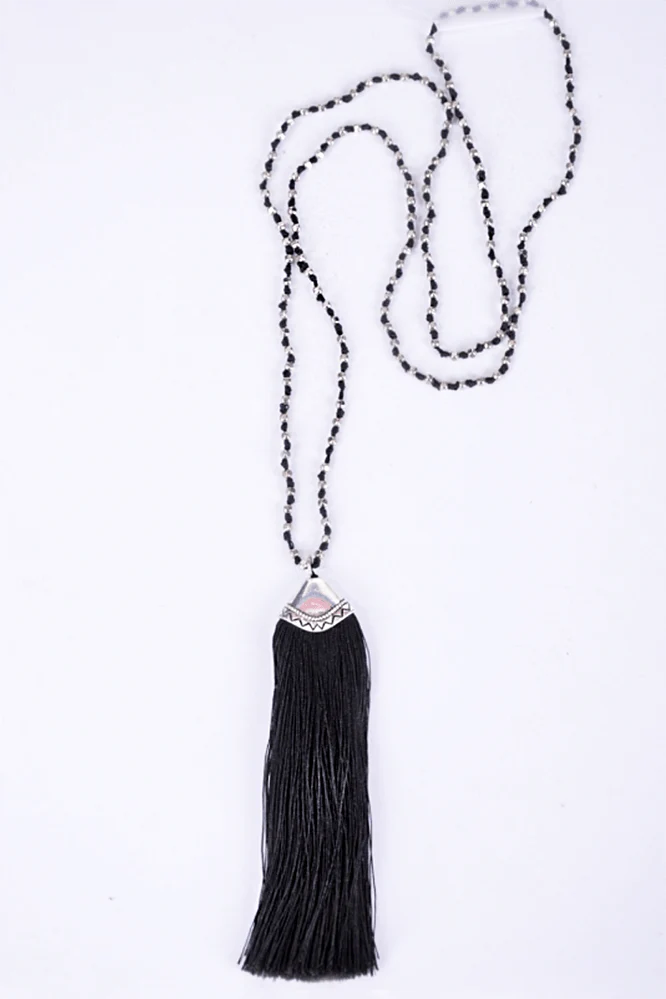 Tassel necklace black - Image 5